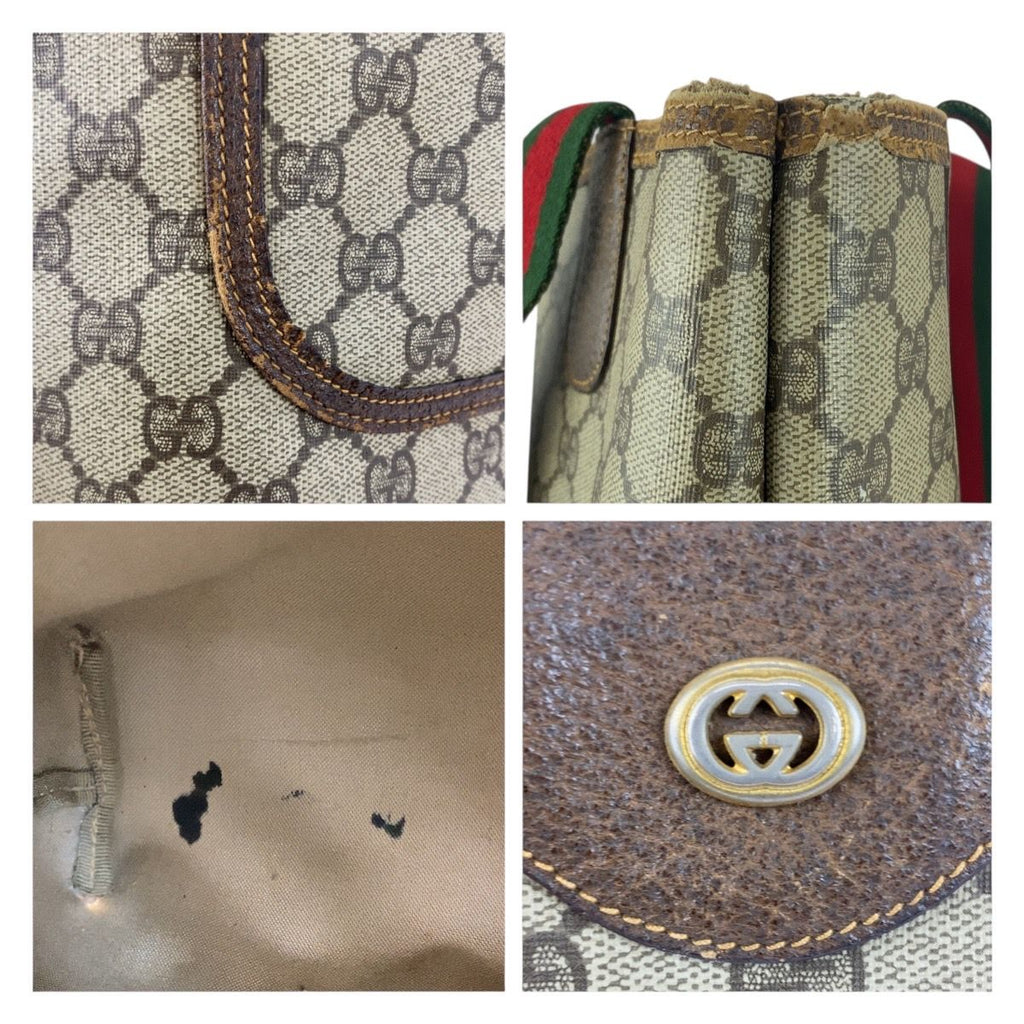 Gucci Vintage Sherry Line Beige Brown GG Supreme Canvas Leather Tote — view 5