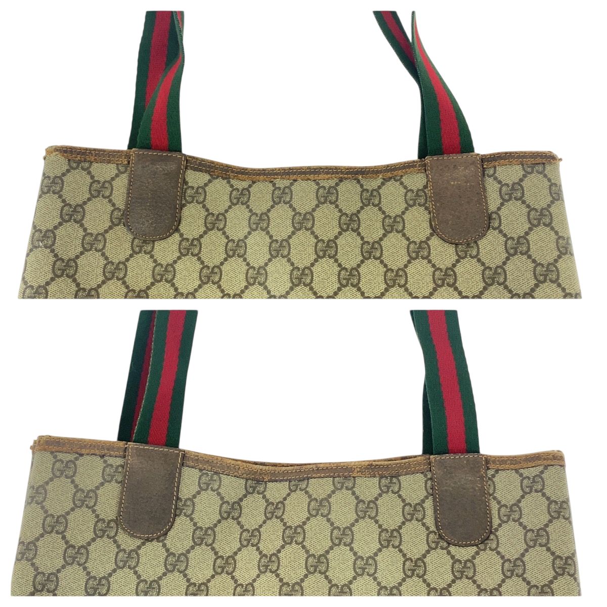Gucci Vintage Sherry Line Beige Brown GG Supreme Canvas Leather Tote — view 6