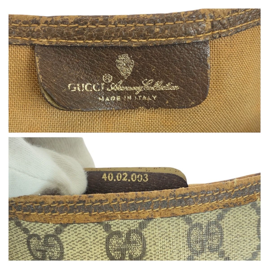 Gucci Vintage Sherry Line Beige Brown GG Supreme Canvas Leather Tote — view 4
