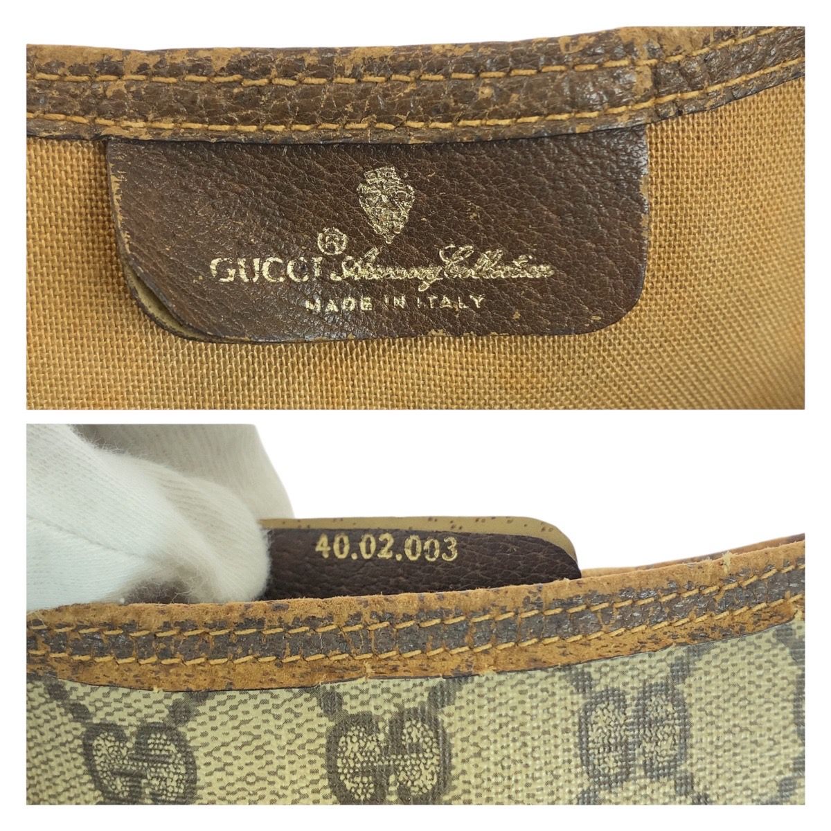 Gucci Vintage Sherry Line Beige Brown GG Supreme Canvas Leather Tote — view 4