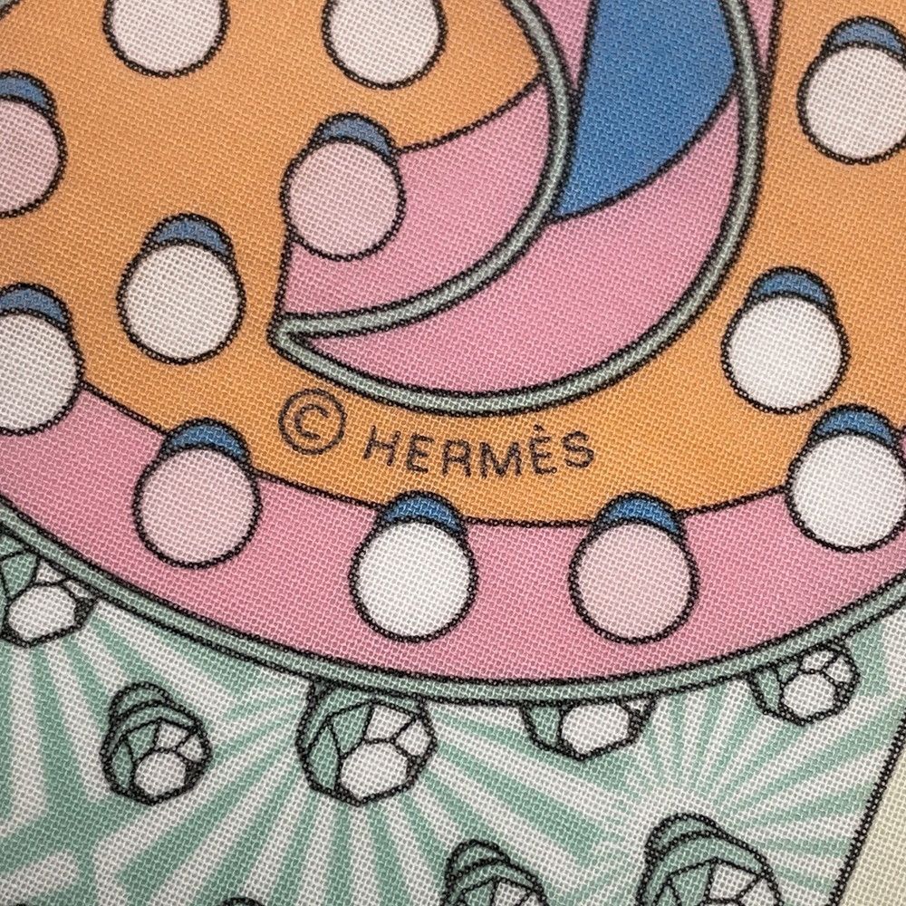 Hermes Scarf Carre 45 Gavroche Electric Cotton Handkerchief Petit Orange Multicolor — view 2