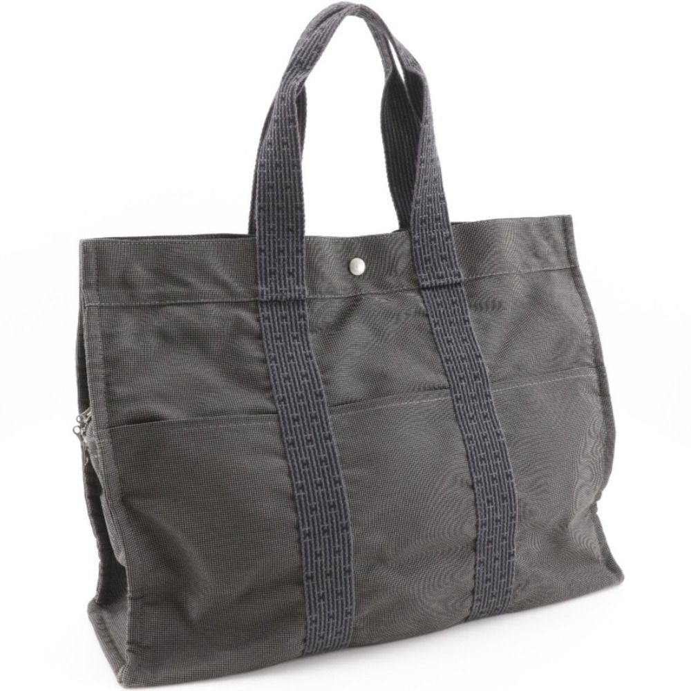 Hermes Her Line GM Nylon Canvas Gray Tote — view 3