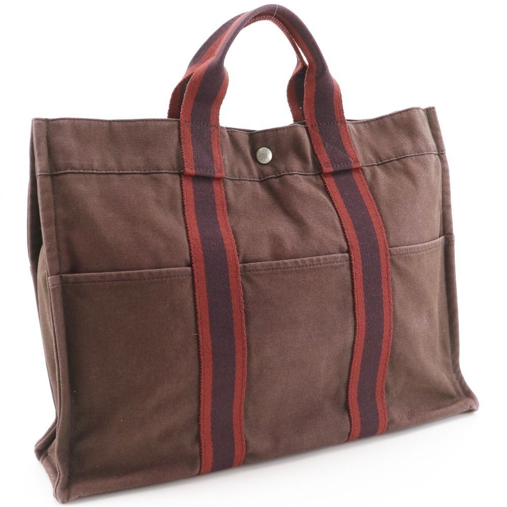 Hermes Sac Fourre Tout MM Cotton Canvas Brown Handbag — view 3