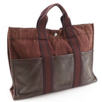 Hermes Sac Fourre Tout MM Half Leather Cotton Brown — view 3