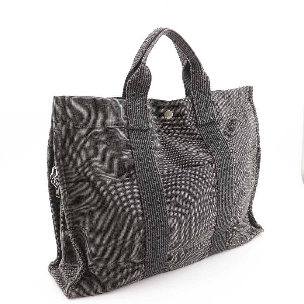 Hermes Her Line MM Tote Nylon Canvas Gray Handbag — view 3