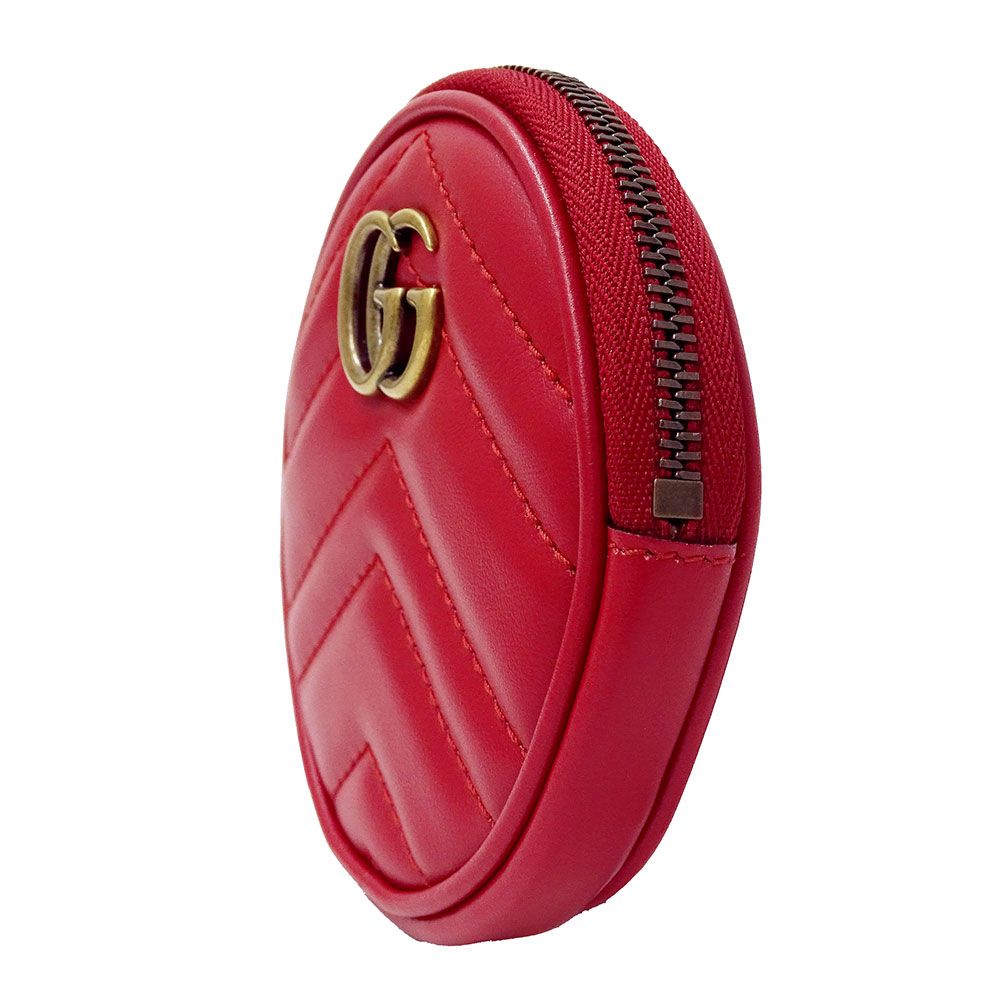 Gucci Wallet Coin Case Leather GG Marmont Red Zip Around — view 4