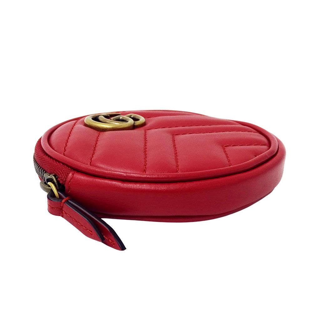 Gucci Wallet Coin Case Leather GG Marmont Red Zip Around — view 3
