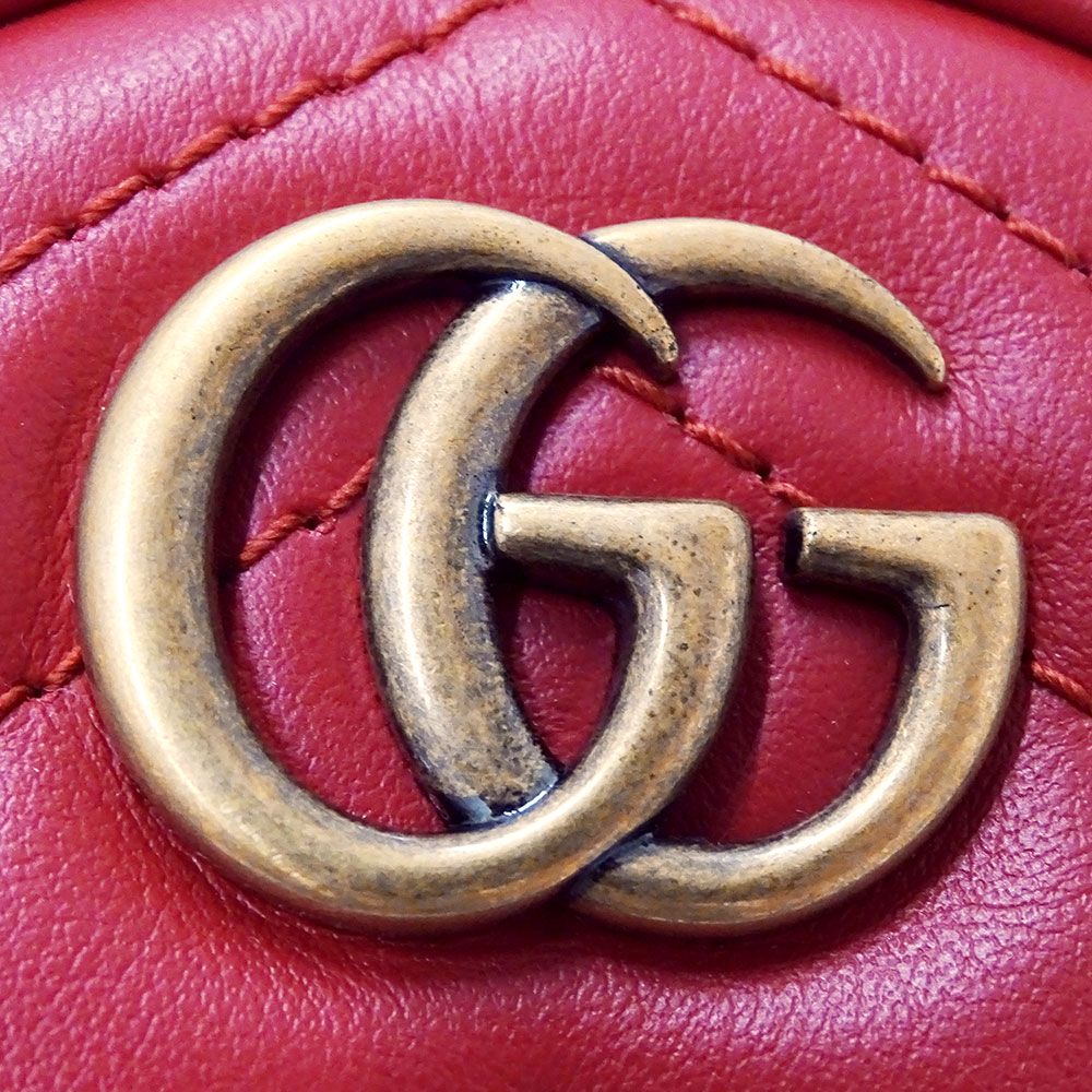 Gucci Wallet Coin Case Leather GG Marmont Red Zip Around — view 8