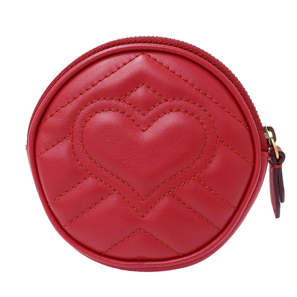 Gucci Wallet Coin Case Leather GG Marmont Red Zip Around — view 2