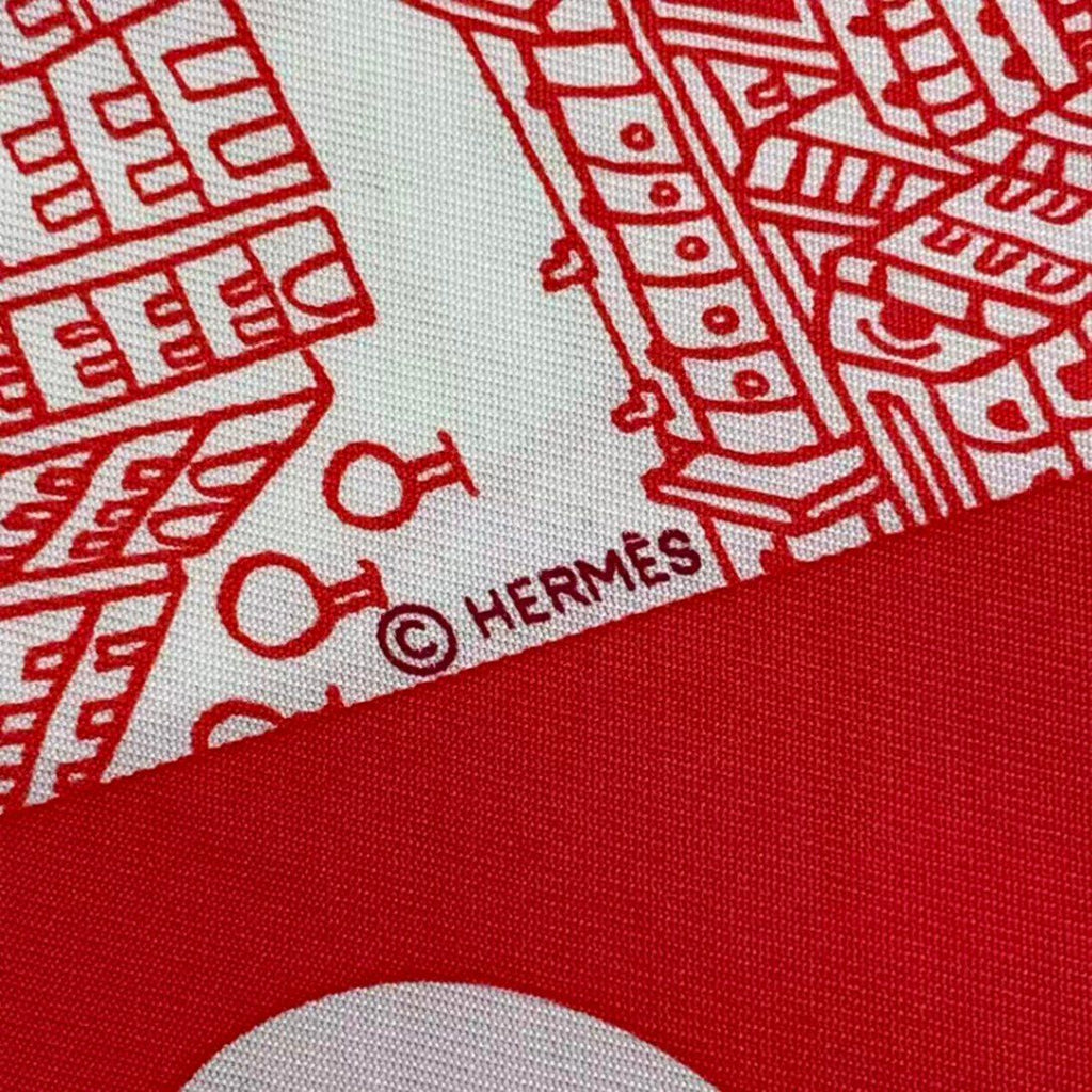 Hermes Carre 90 de Passage a Paris Silk Scarf Red — view 6