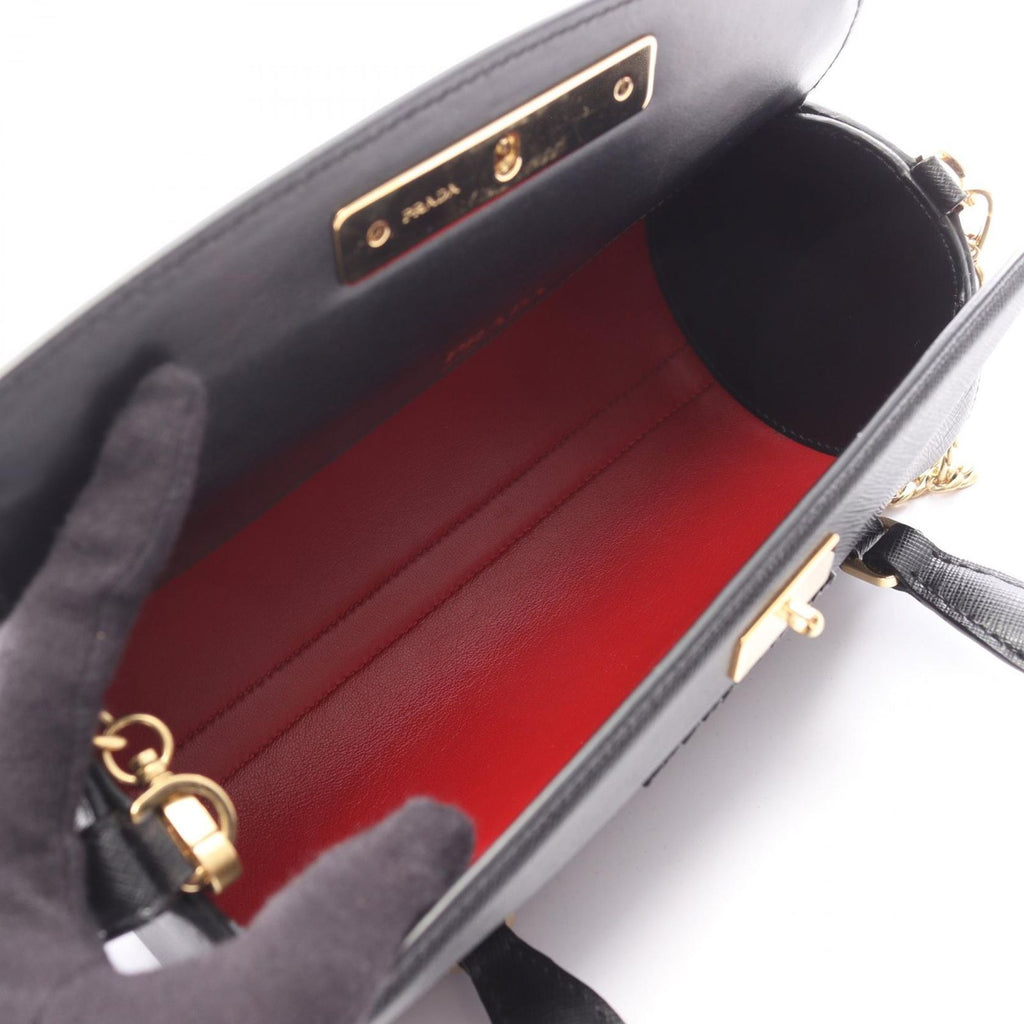 Prada Handbag Black Sapphire Leather 2-Way Chain — view 3