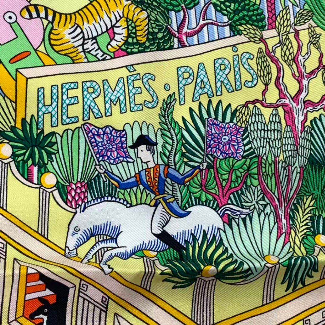 Hermes Scarf Silk Large Carre 140 Animapolis White Box — view 8