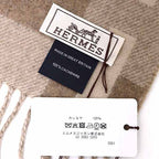 Hermes Cashmere Muffler H Passant Shawl 07 Bicolor Cles Brown Marron Scarf — view 5