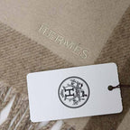 Hermes Cashmere Muffler H Passant Shawl 07 Bicolor Cles Brown Marron Scarf — view 4