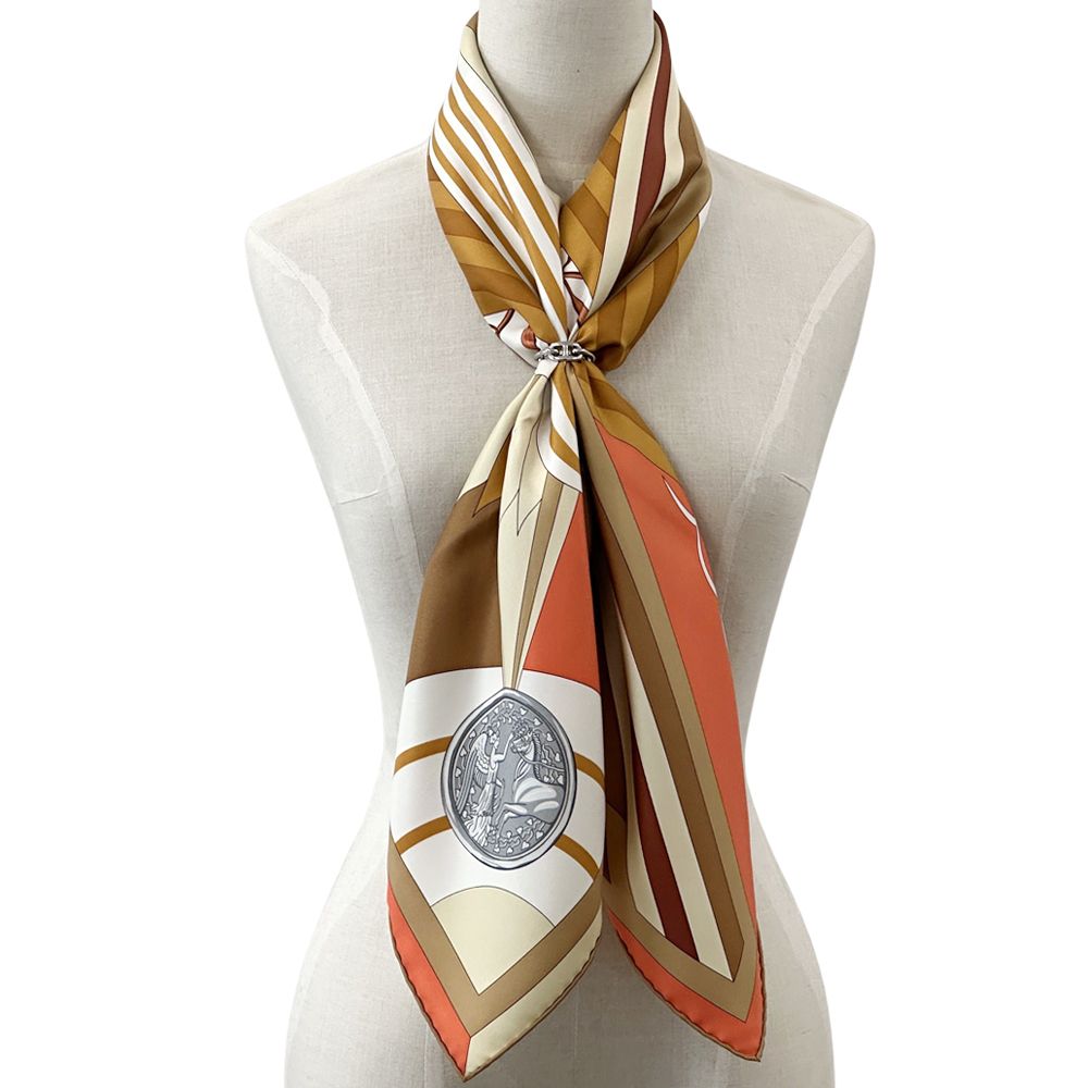 Hermes Scarf Carre 90 les Jeux D'hermes Game Silk Orange Multicolor — view 7