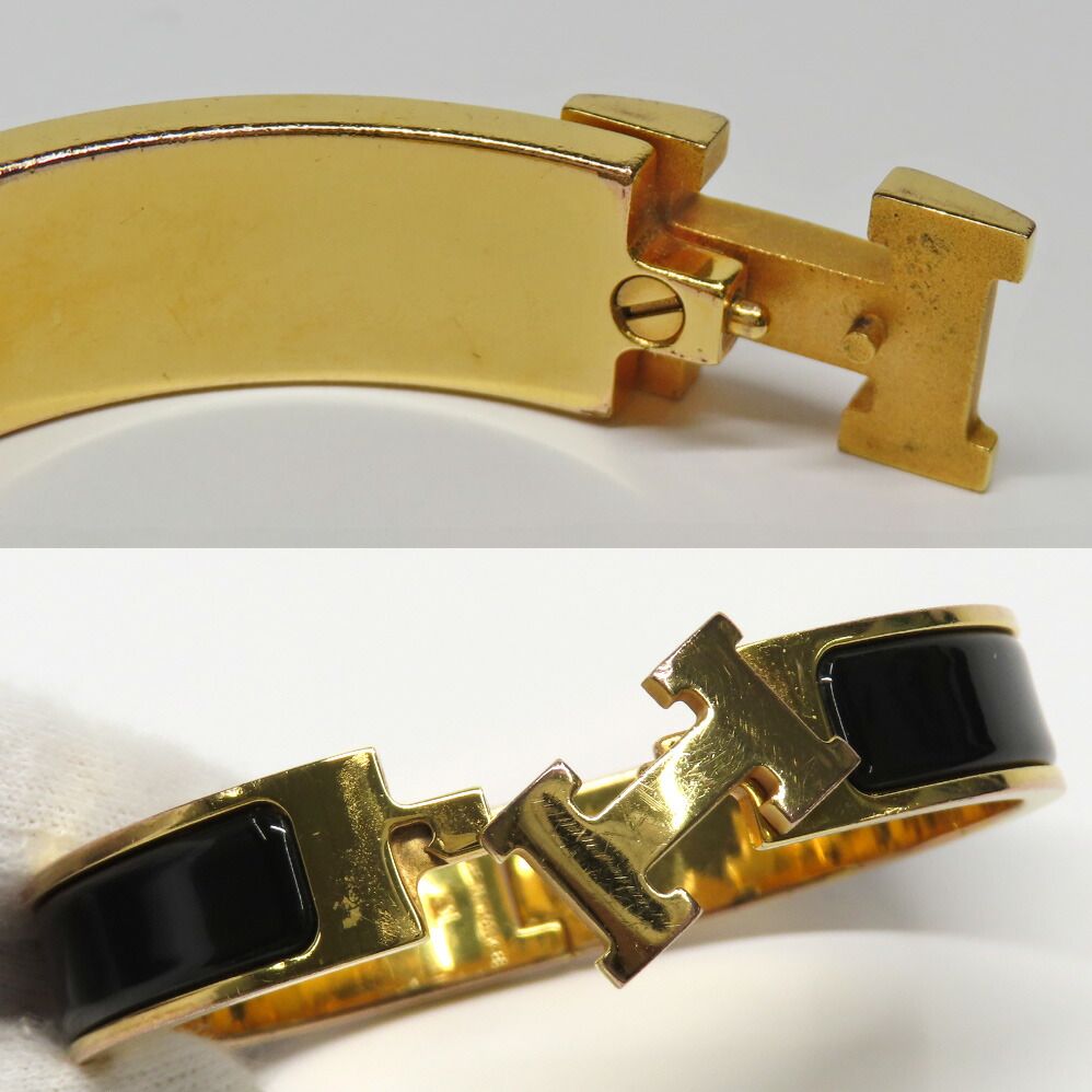 Hermes Clic Clac PM Black H Metal Bracelet — view 8