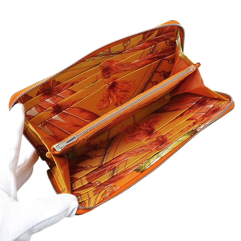 Hermes Wallet Long Azap Silk in Classic Veau Orange — view 4