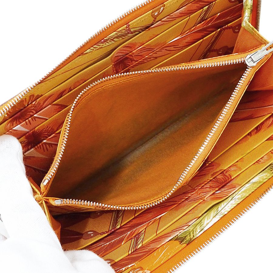 Hermes Wallet Long Azap Silk in Classic Veau Orange — view 8