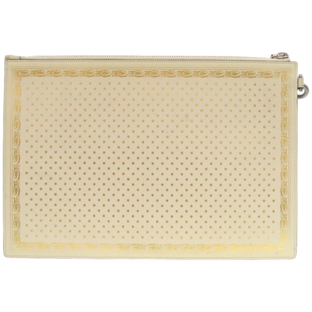 Gucci Sega Guccy Print Second Leather Ivory White Clutch — view 2