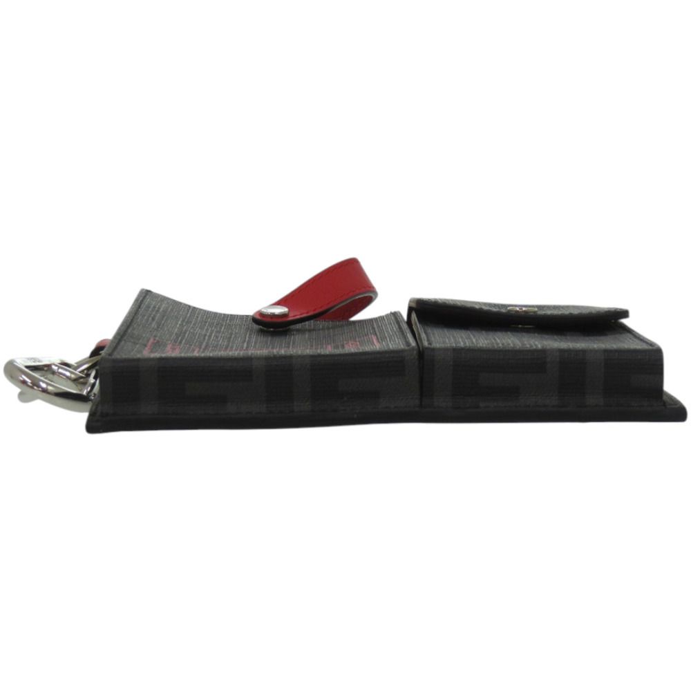 Fendi Pocket Charm Belt Bag Leather Black Red Key Holder — view 3