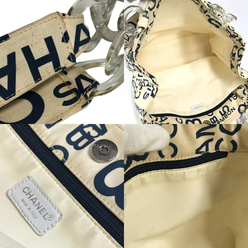 Chanel Shoulder Bag CC Logo Canvas White — view 8