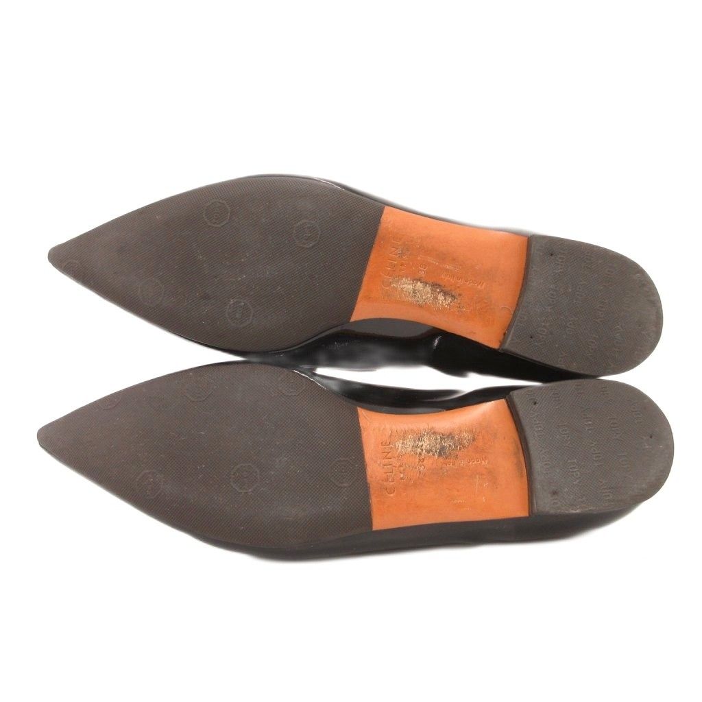 Celine Loafers Slip on Pointed Toe Patent Suede 38 Black — view 5
