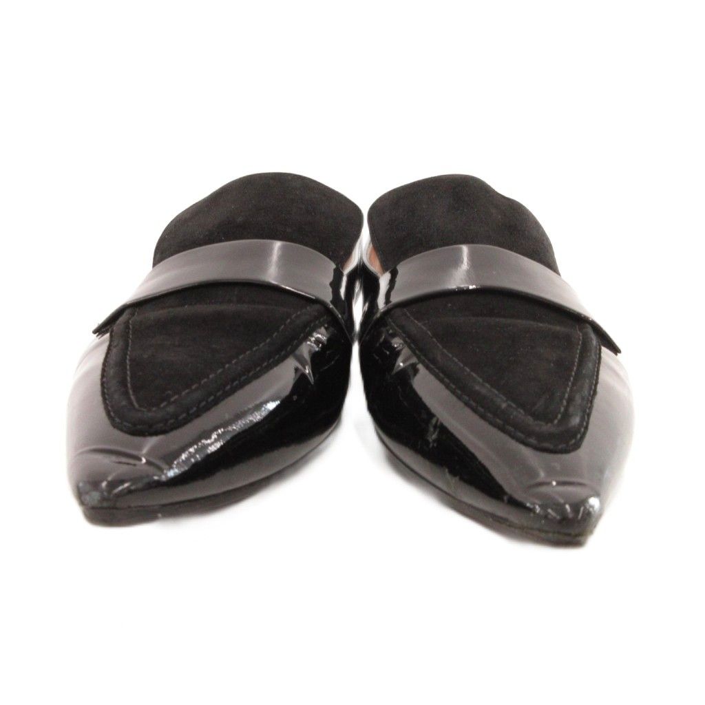 Celine Loafers Slip on Pointed Toe Patent Suede 38 Black — view 2