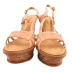Bottega Veneta Sandals Wedge Sole Braided Leather Mesh 37 Pink — view 2