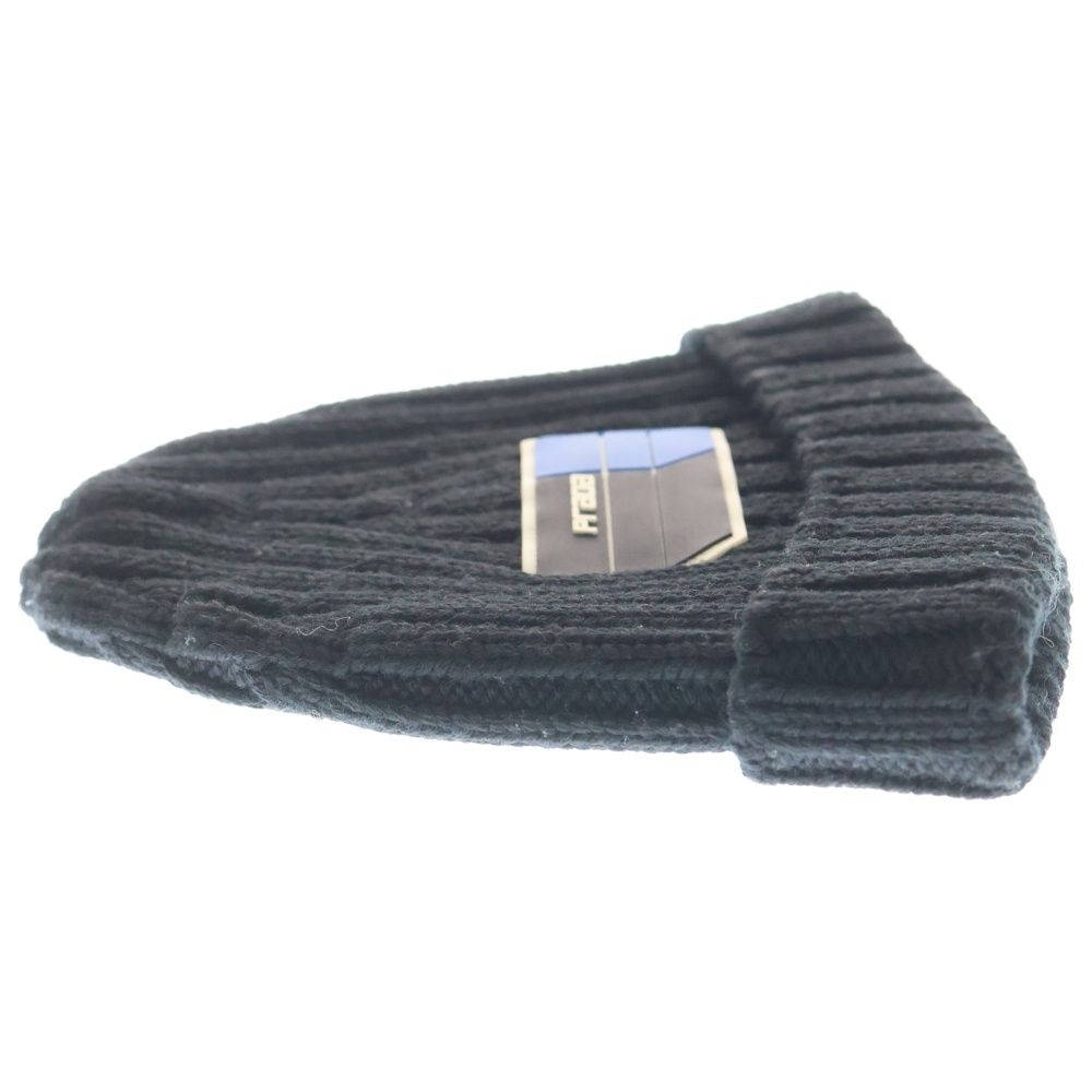 Prada Rubber Logo Beanie Knit Hat Black — view 4