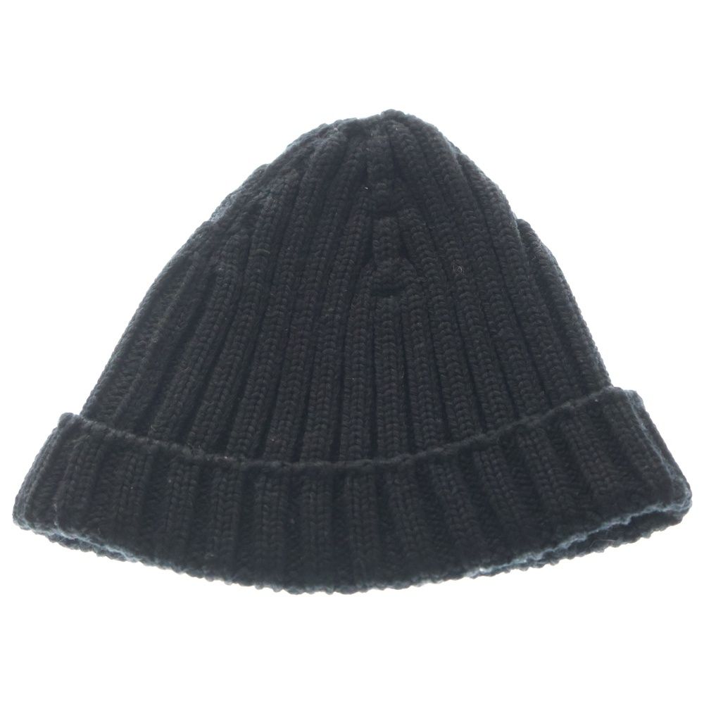 Prada Rubber Logo Beanie Knit Hat Black — view 2