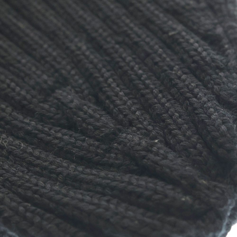 Prada Rubber Logo Beanie Knit Hat Black — view 6