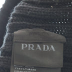 Prada Rubber Logo Beanie Knit Hat Black — view 7