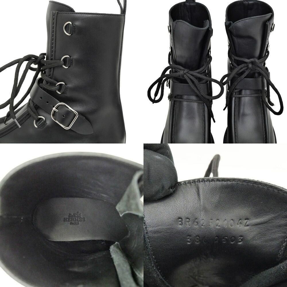 Hermes Short Boots Land 38 Black Noir Leather — view 9