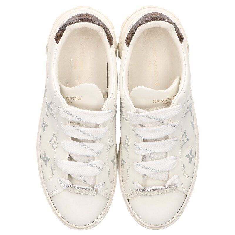 Louis Vuitton Time Outline Monogram Leather Sneakers with Logo Patch — view 4