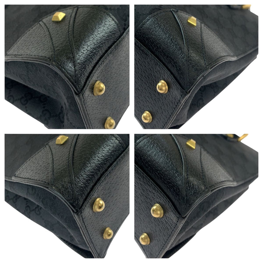 Gucci Black GG Canvas Leather Tote Handbag — view 3