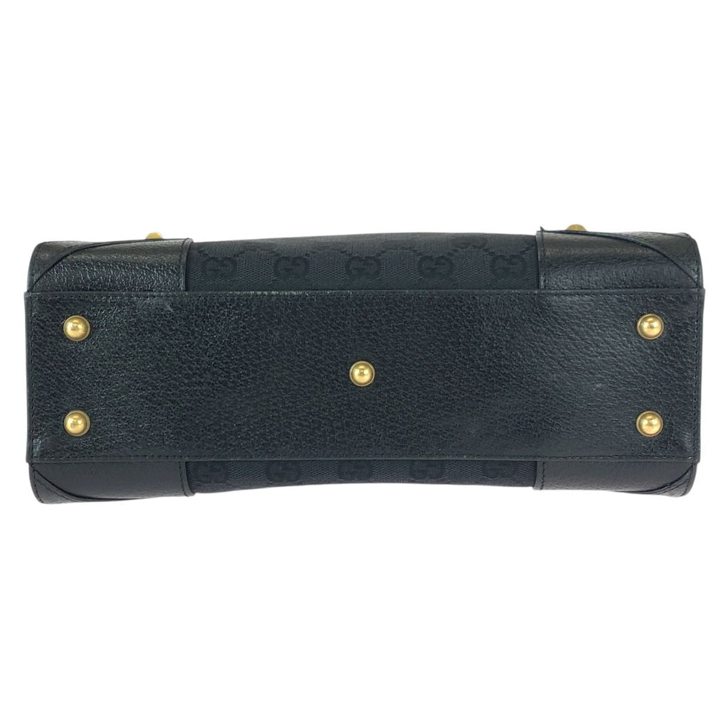 Gucci Black GG Canvas Leather Tote Handbag — view 9