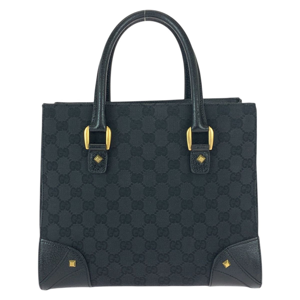 Gucci Black GG Canvas Leather Tote Handbag — view 2