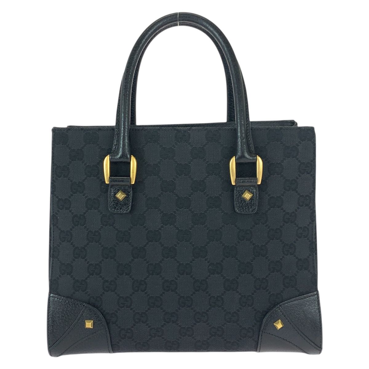 Gucci Black GG Canvas Leather Tote Handbag — view 2