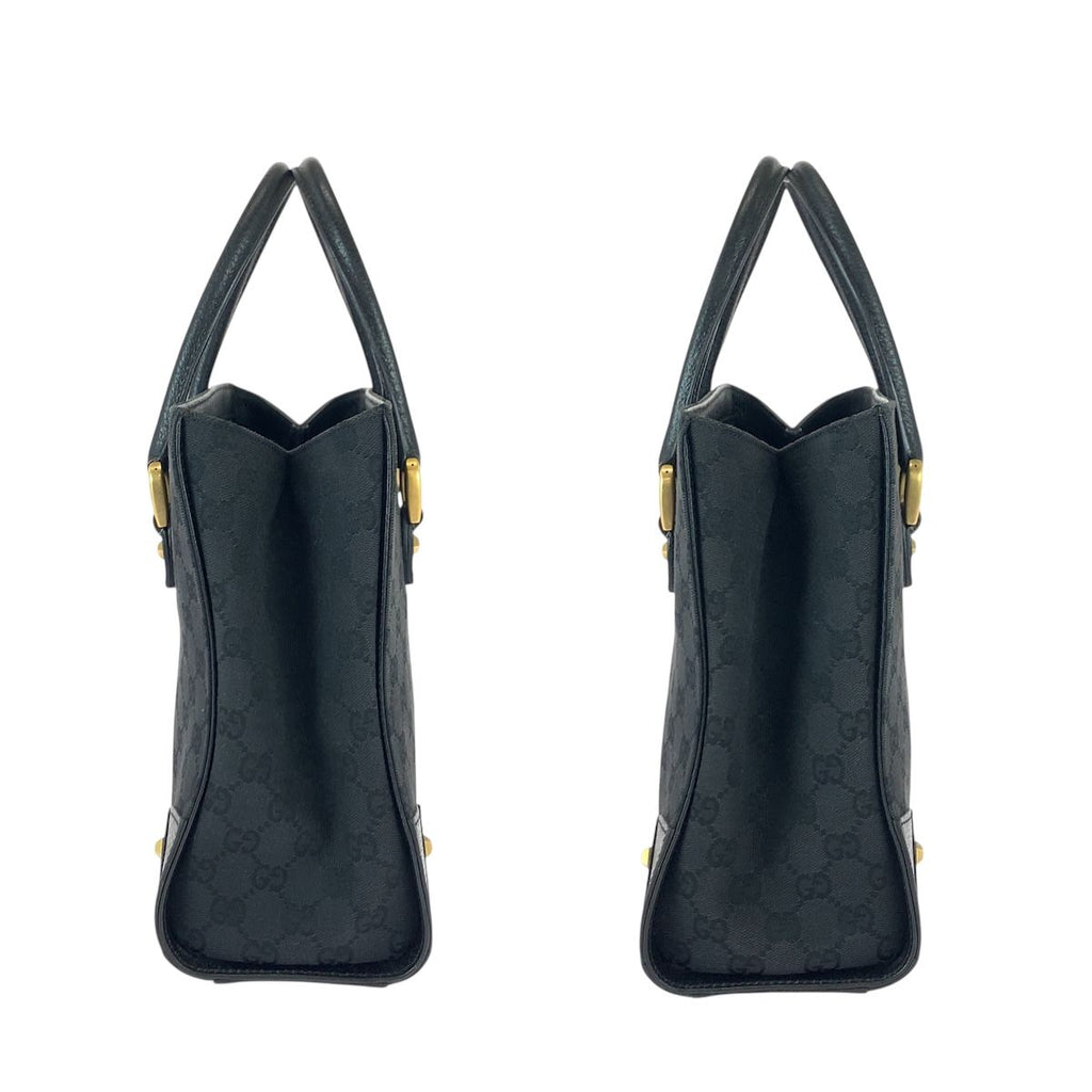 Gucci Black GG Canvas Leather Tote Handbag — view 7