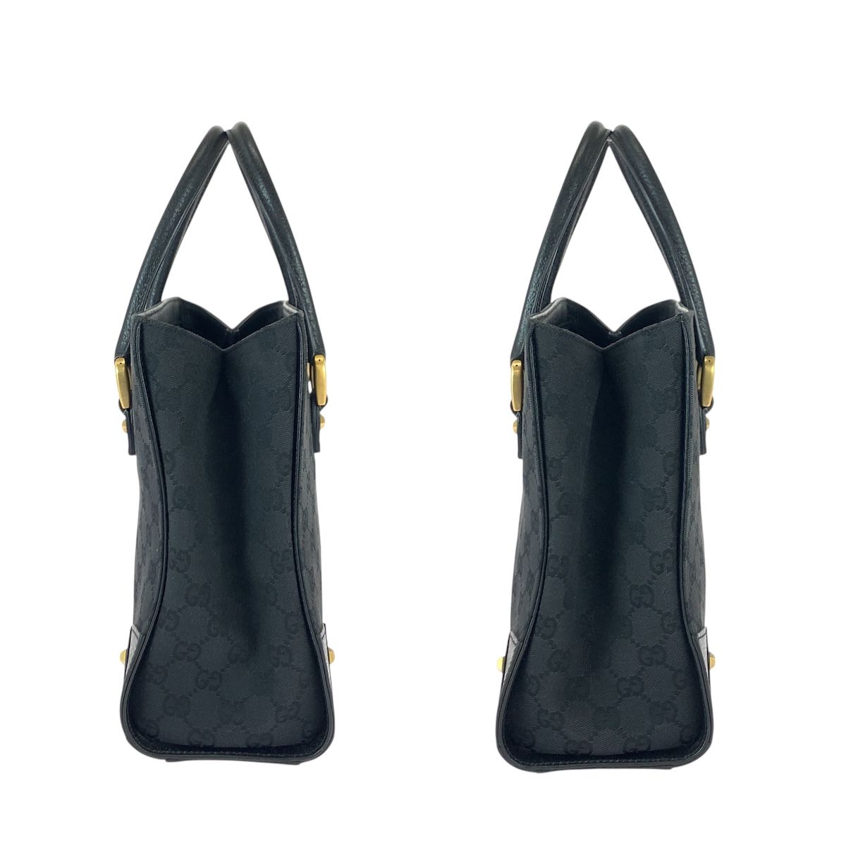 Gucci Black GG Canvas Leather Tote Handbag — view 7