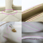 Chanel Medallion Tote Ivory Caviar Leather Handbag — view 9