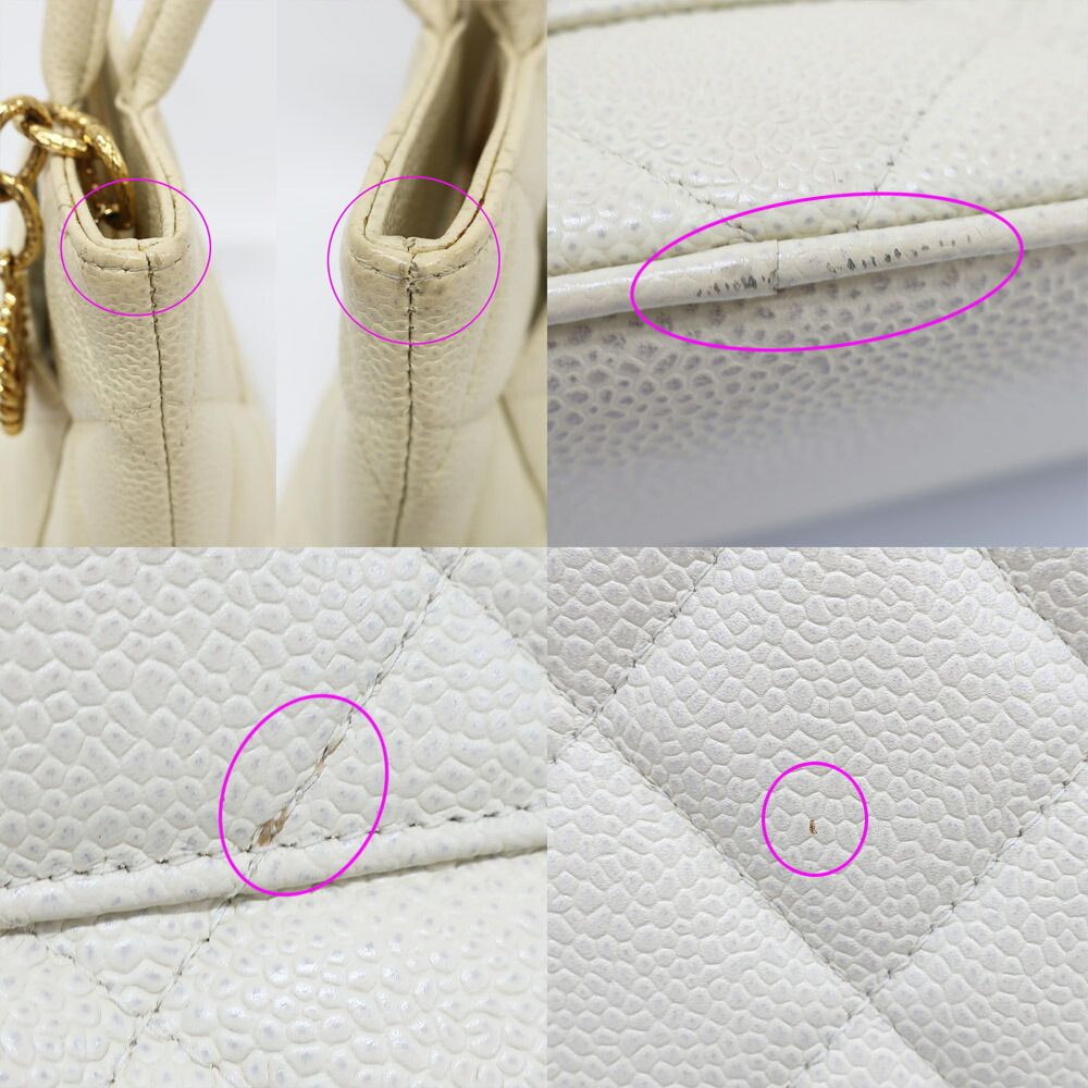 Chanel Medallion Tote Ivory Caviar Leather Handbag — view 8