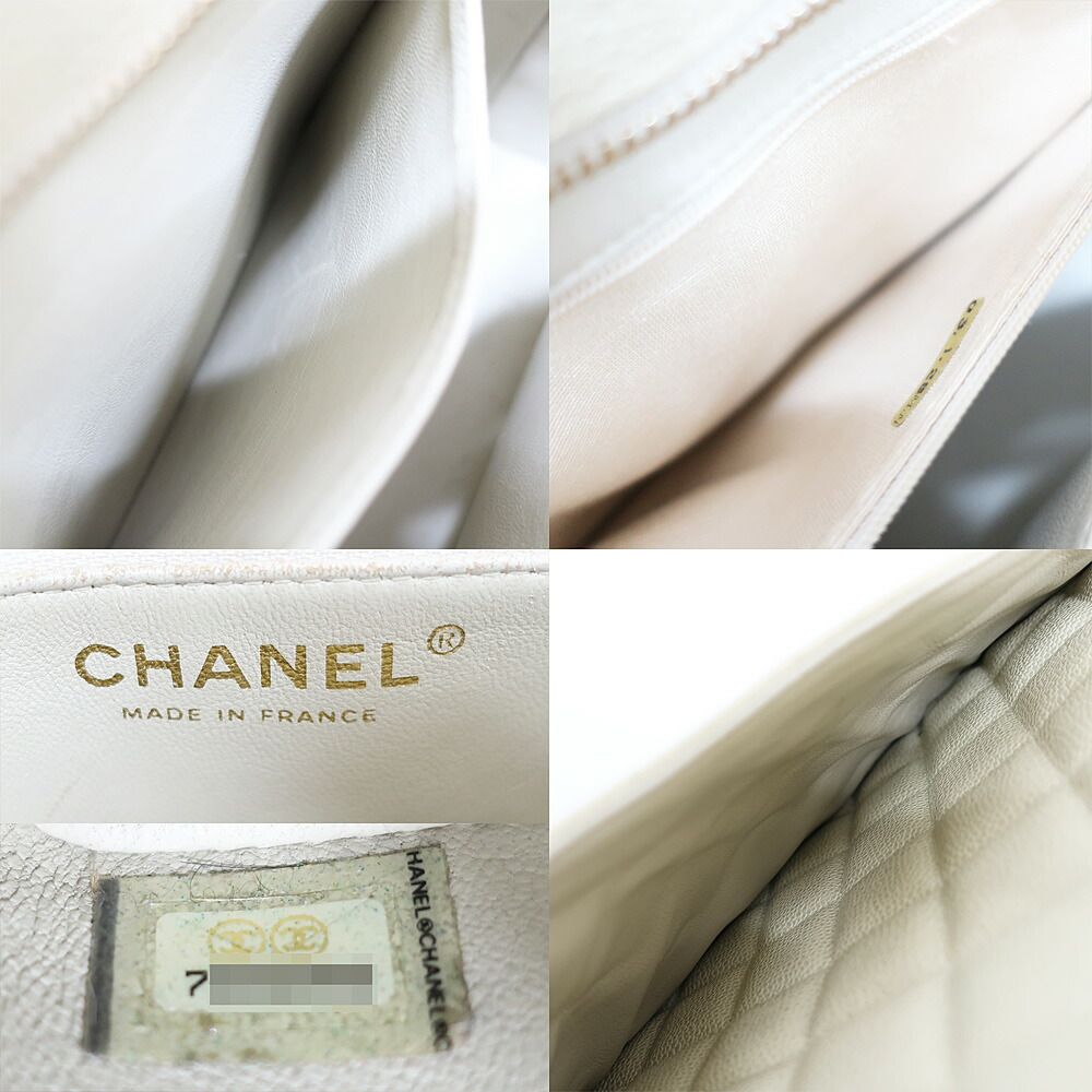 Chanel Medallion Tote Ivory Caviar Leather Handbag — view 7