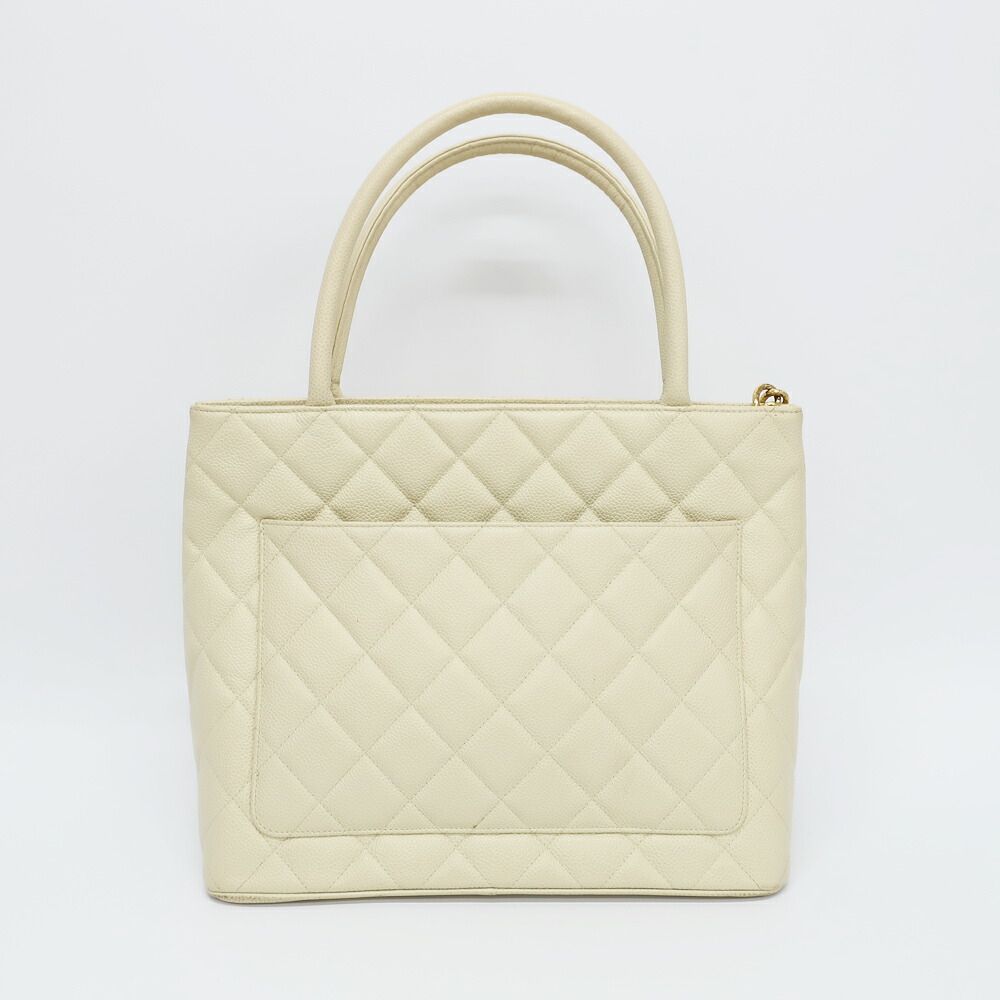 Chanel Medallion Tote Ivory Caviar Leather Handbag — view 2
