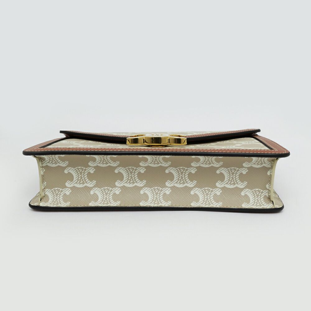 Celine Mago Chain Wallet Triomphe Canvas Beige Clutch — view 3