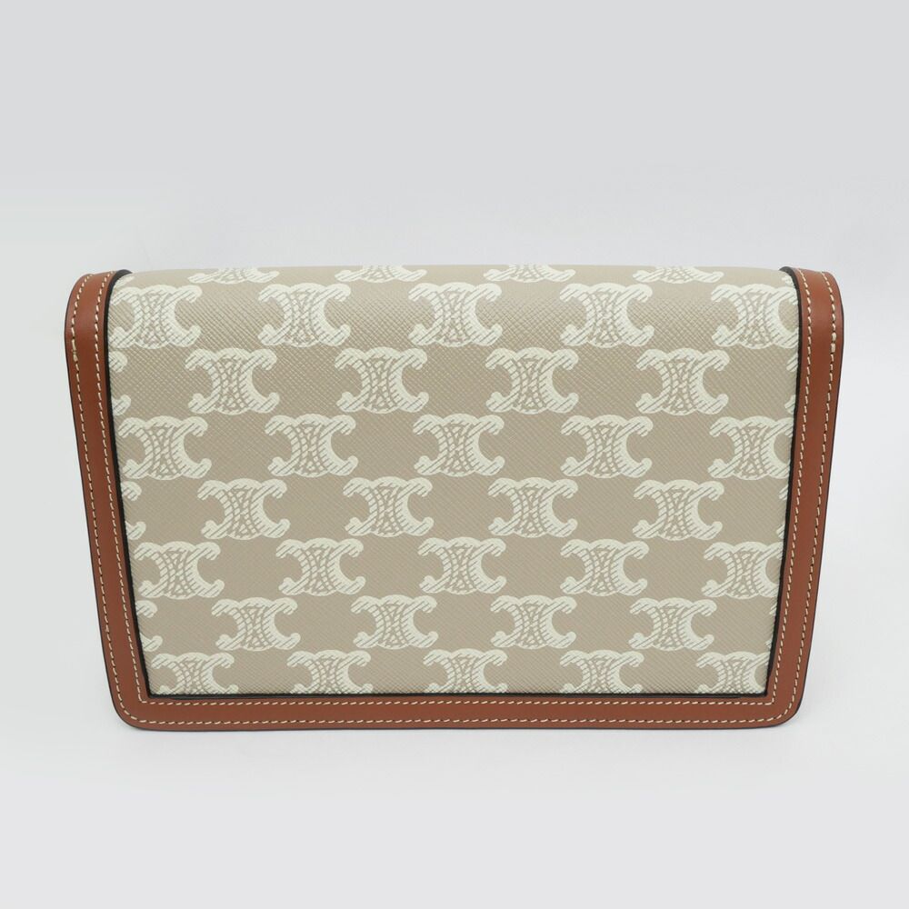 Celine Mago Chain Wallet Triomphe Canvas Beige Clutch — view 6