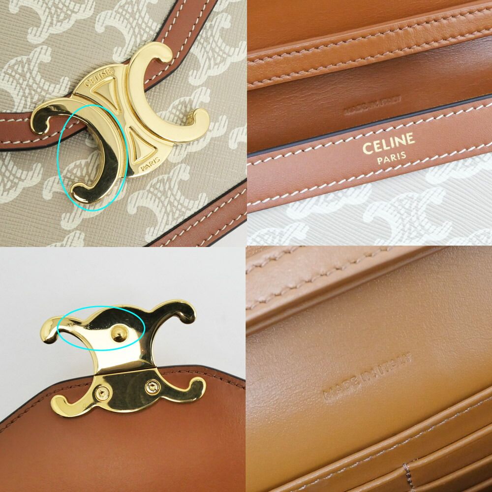 Celine Mago Chain Wallet Triomphe Canvas Beige Clutch — view 8