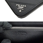 Prada Zip Around Wallet Black Silver Saffiano — view 8
