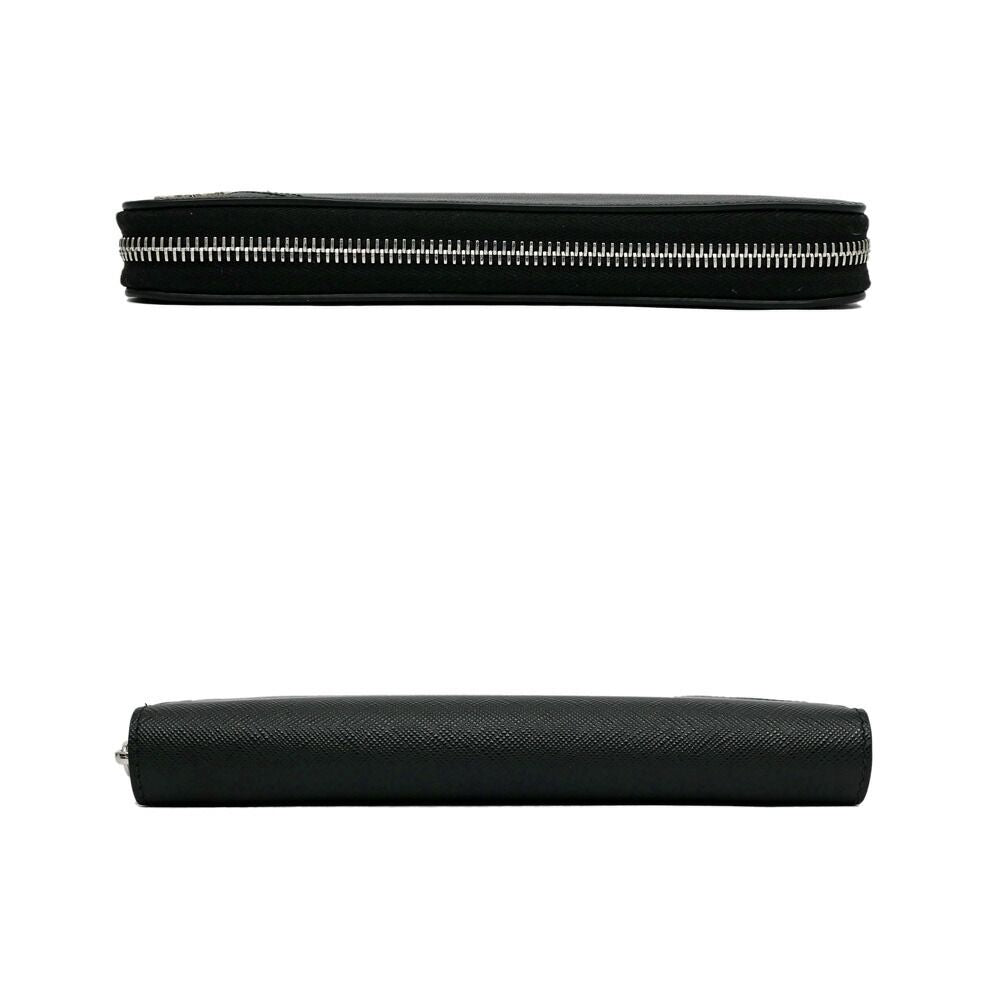 Prada Zip Around Wallet Black Silver Saffiano — view 4
