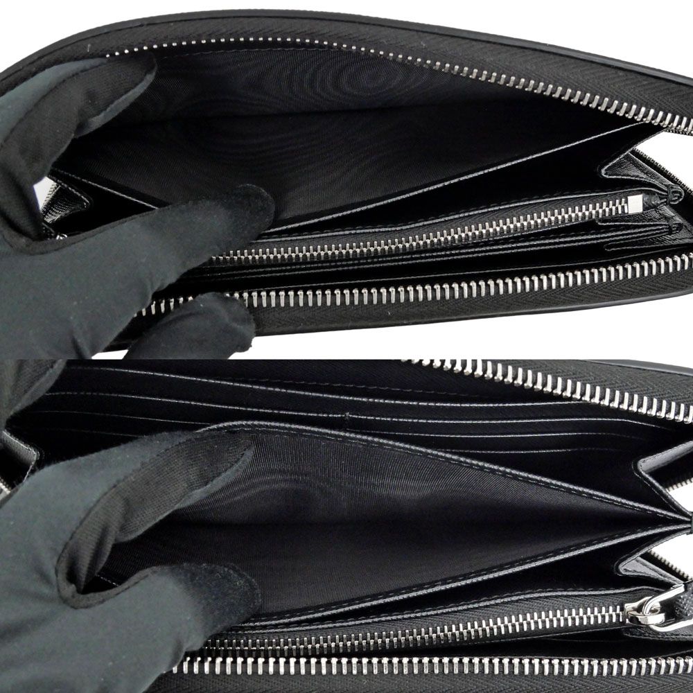 Prada Zip Around Wallet Black Silver Saffiano — view 7